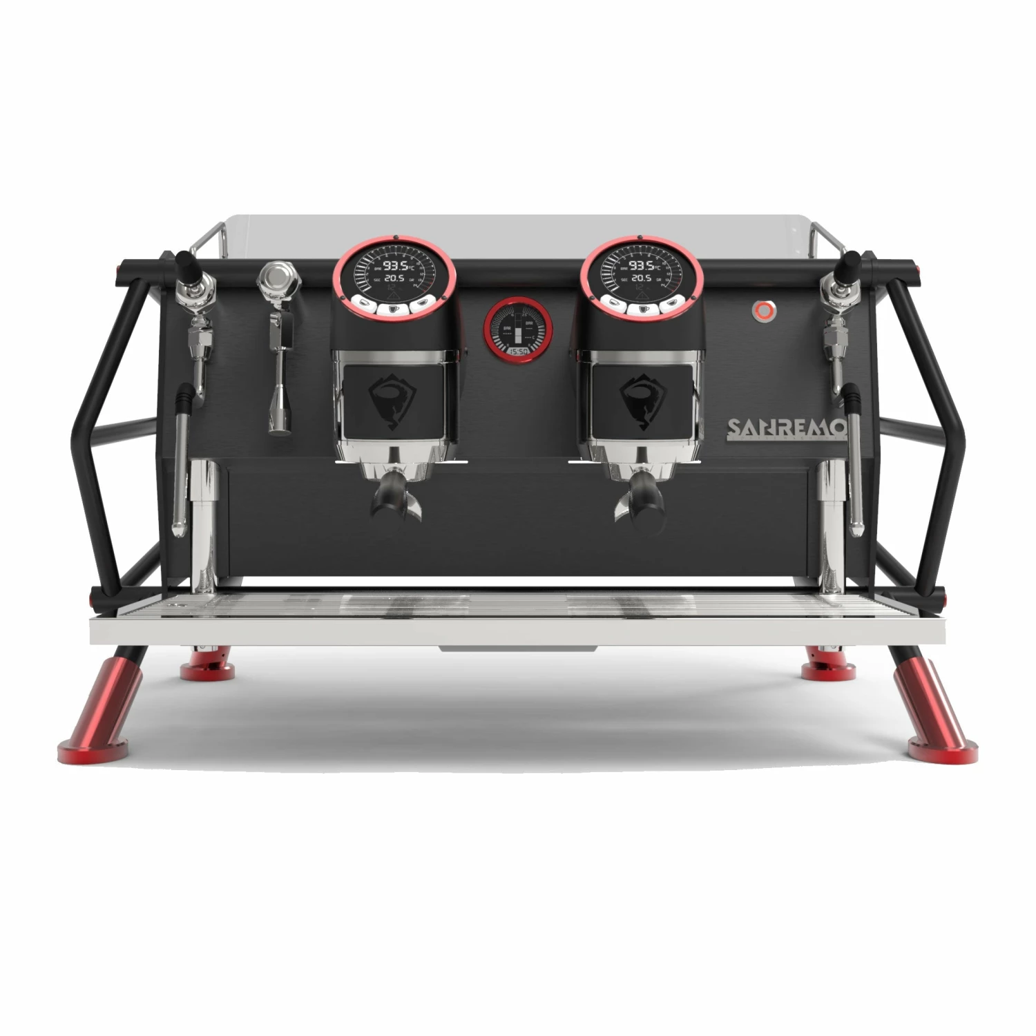 Sanremo Café Racer Naked 2 Group Volumetric Espresso Machine - Black/Red 1 Sanremo Café Racer Naked 2 Group Volumetric Espresso Machine - Black/Red