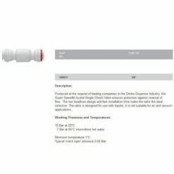 Espresso Parts John Guest, Straight Check Valve, 3/8"JG X 3/8"JG
