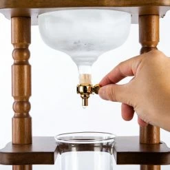 Yama 6-8 Cup Cold Drip Maker Curved Brown Wood Frame (32oz) Cold Brewers